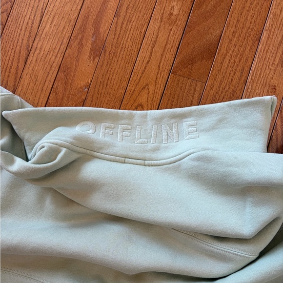 Light Green Offline by Aerie Quarter Zip Sweatshirt - Picture 9 of 10